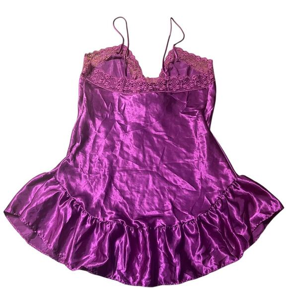 Sexy Vintage Feather Bed Intimates Purple Satin & Lace Chemise Size Medium - Picture 2 of 5